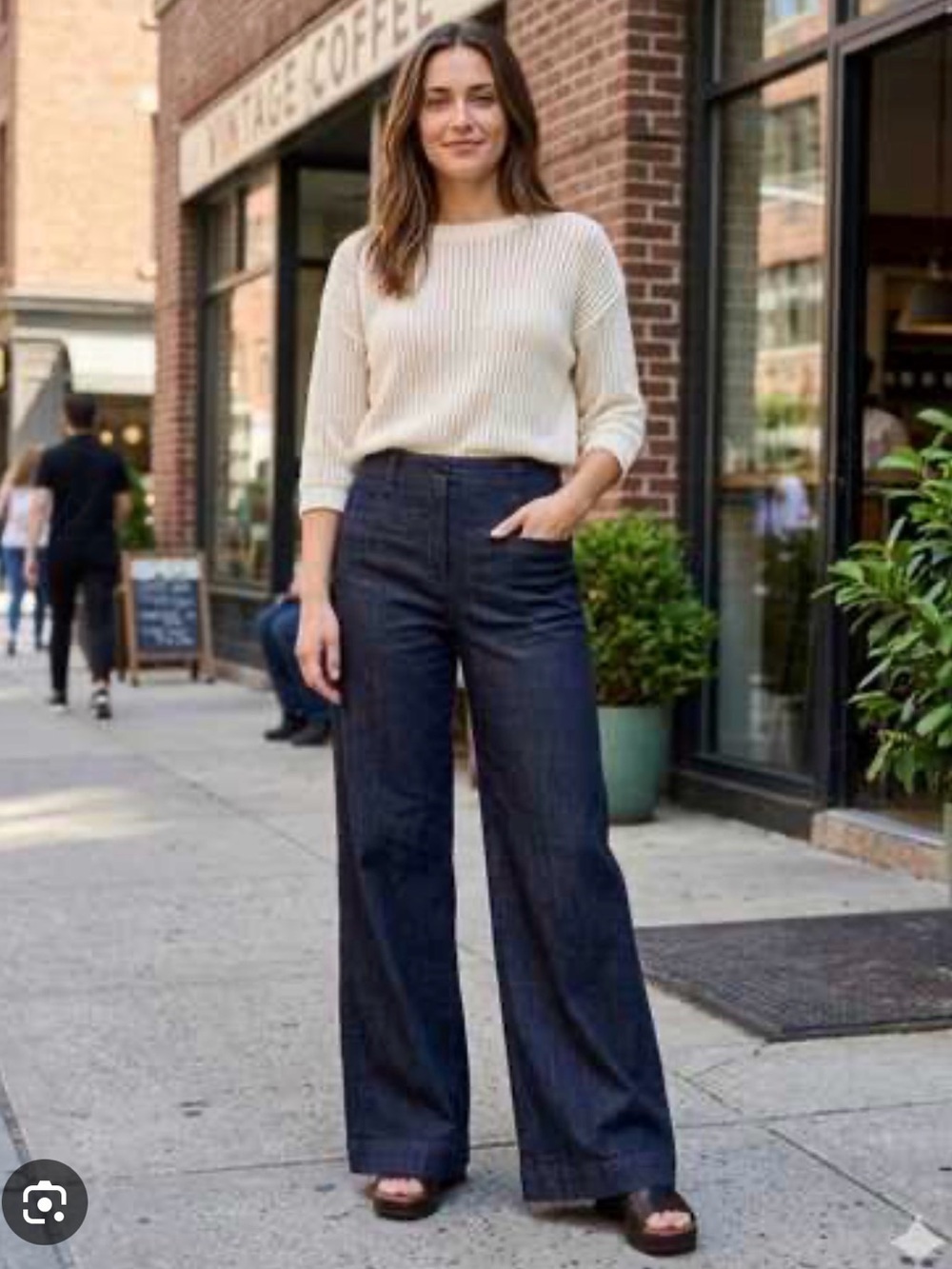 Anthropologie High-Rise Wide Leg Jeans - Dark Indigo - women’s 10